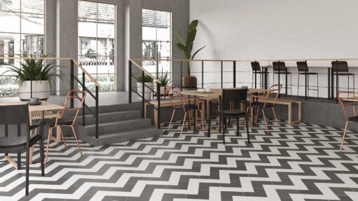 Elle Floor Graphite og White miljo