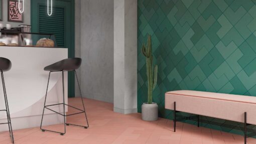 Elle Floor Green og Coral miljo