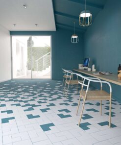 Elle Floor Teal og White miljo