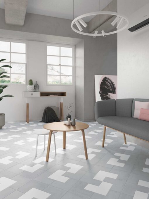 Elle Floor White og Concrete miljo